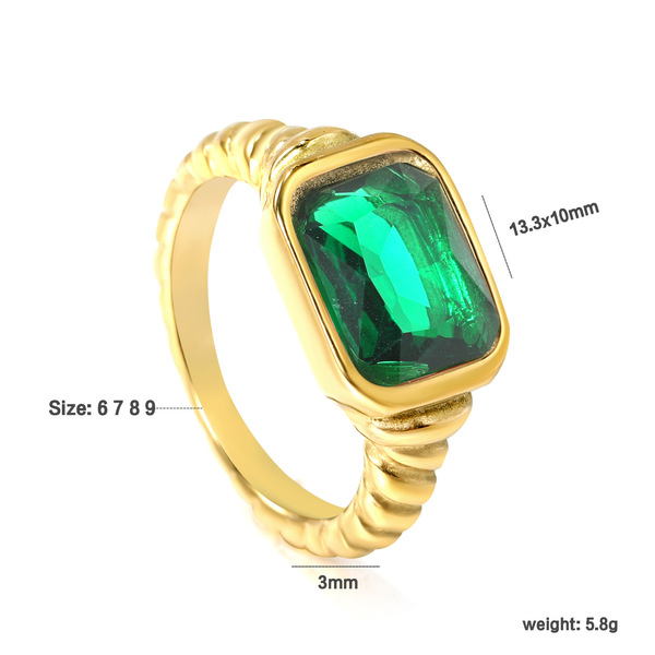 Retro fashionable rectangular geometric brand ring stainless steel