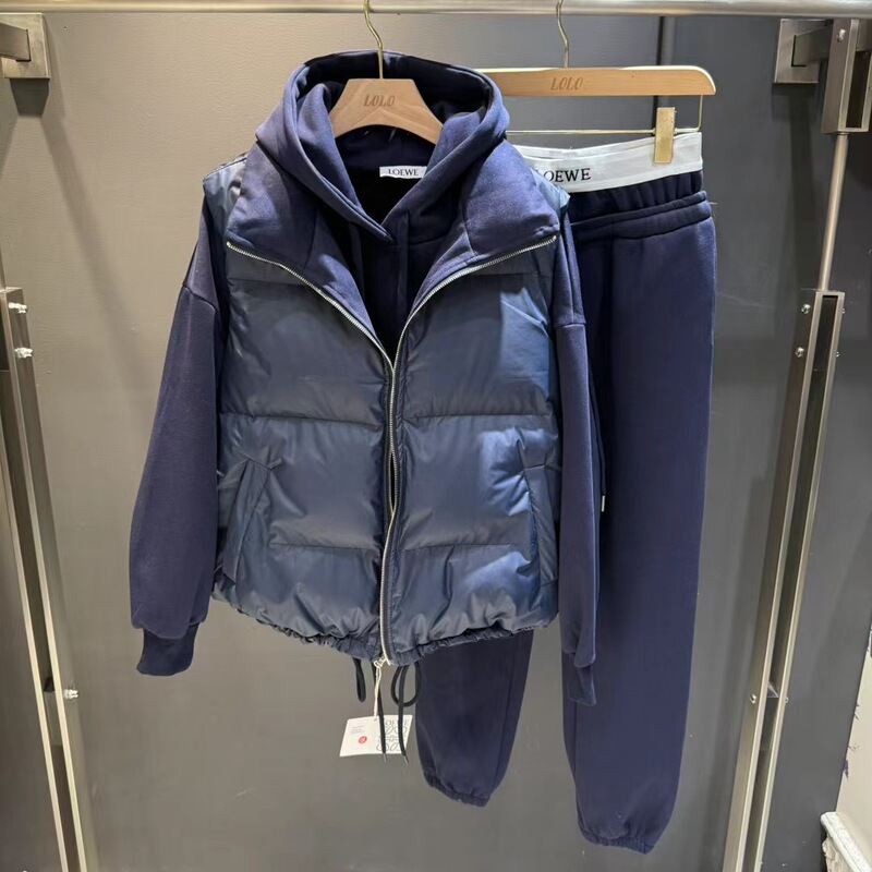 潮牌25ss秋冬新款三件套棉服马甲+卫衣加绒加厚搭配马甲三件套|undefined