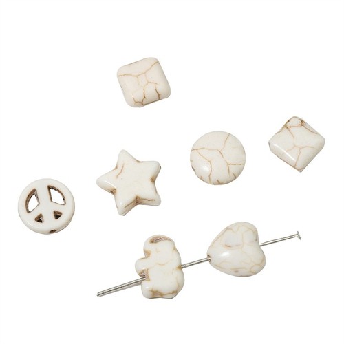 Synthetic White Turquoise Round Beads Square Beads Spacer Beads Handmade DIY Bracelet Necklace Materials Jewelry Accessories Loose Beads