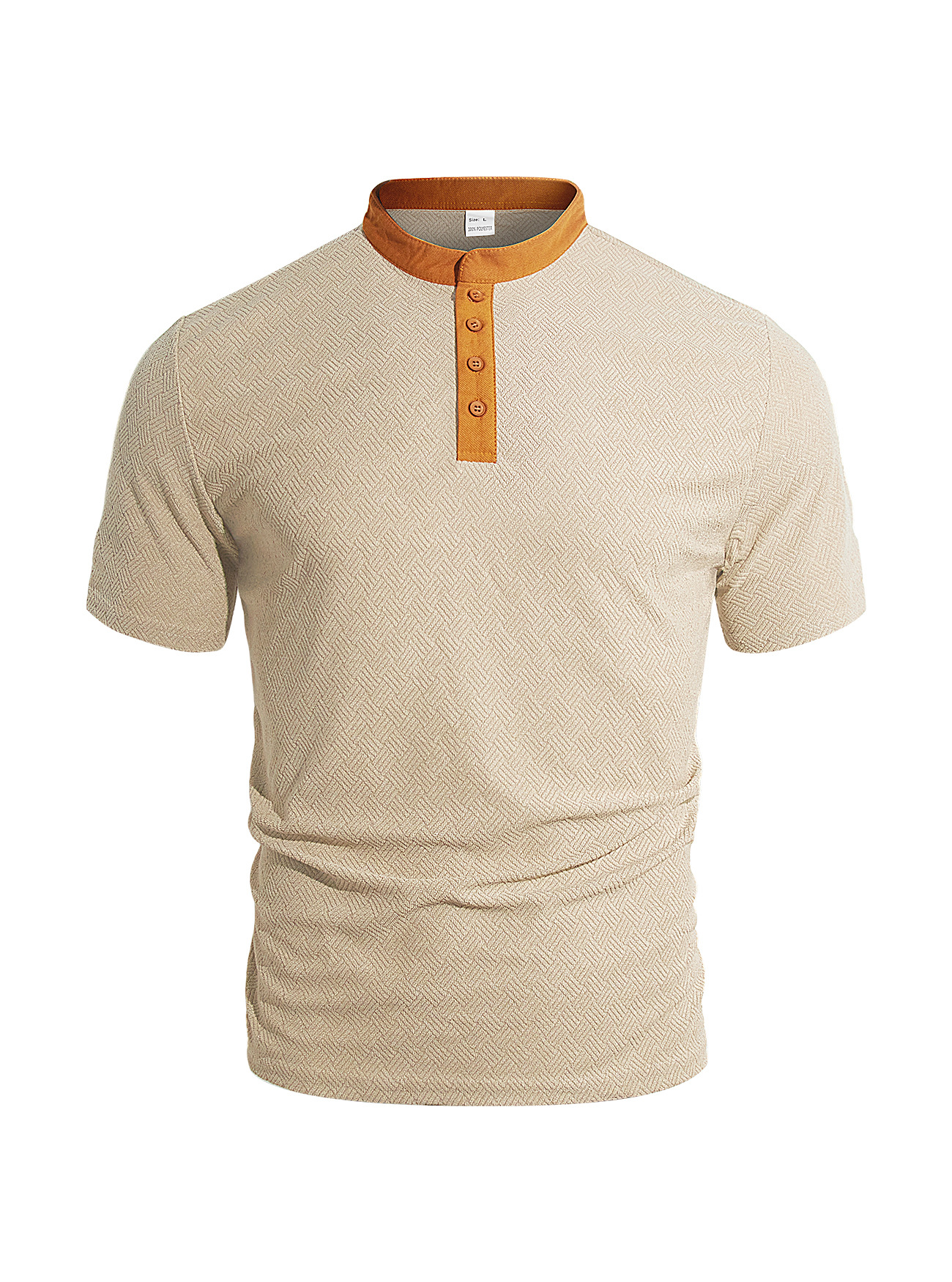 Nuevo transfronterizo de Europa y América Amazon verano hombre botón de cuello redondo color de manga corta hombre camiseta de hombre delgada