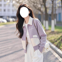 小香风洋气紫色短外套女春装2025新款韩版时尚百搭开衫拉链卫衣