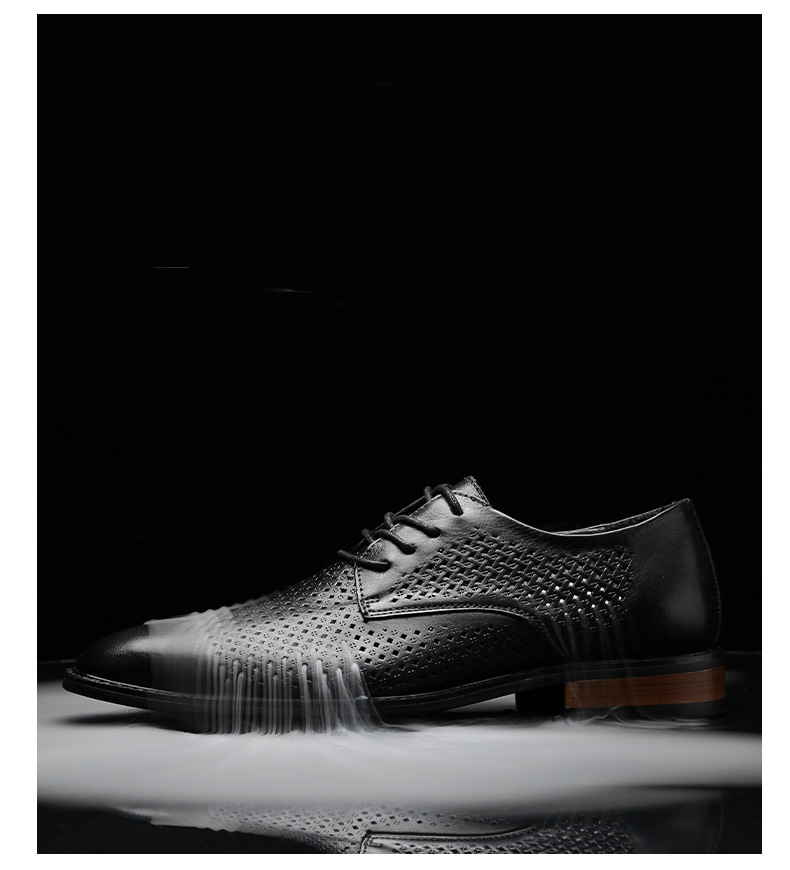 Chaussures habillées décontractées légères à lacets en cuir pour hommes, chaussures de travail professionnelles_voghion.com