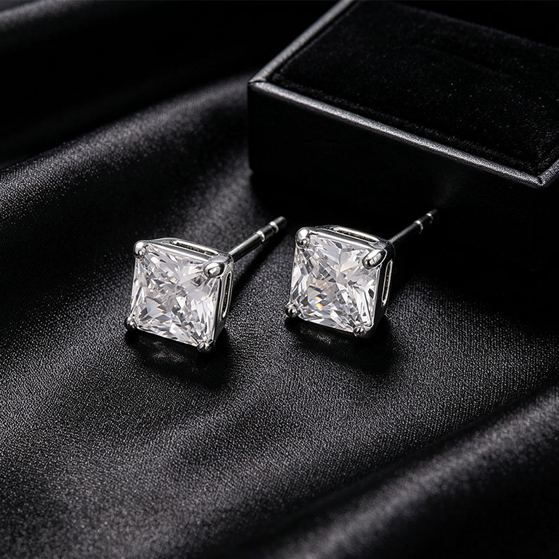 Aretes Cuadrados de Cuatro Garras de Aleación de Cobre, Galvanizados, Diseño Geométrico, para Mujer image 5