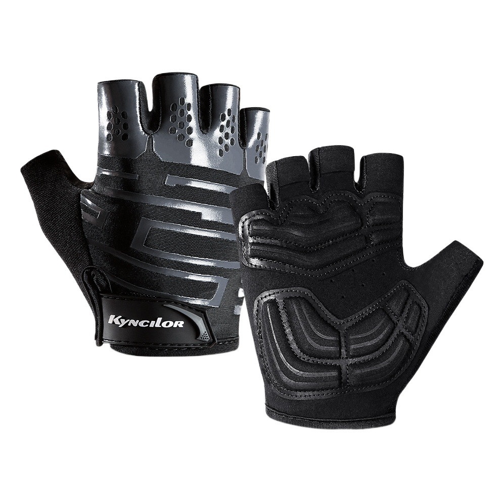Nuevos deportes al aire libre bicicleta de dedo corto transpirable guantes Amazon Cruz-frontera de los hombres Fitness Ciclismo medio dedo guantes