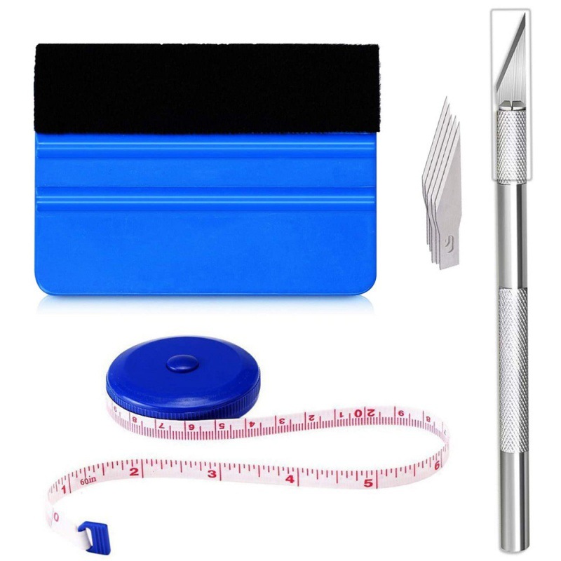 8件套汽车贴膜工具套件墙纸套件，带有毡刮刀，卷尺，修剪器