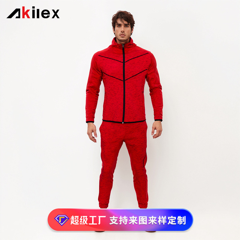 Sportswear Suit Men's Spring & Fall Running Equipment Fitness Clothes Quick-Drying Clothes Morning Running Football Training Jacket Customization