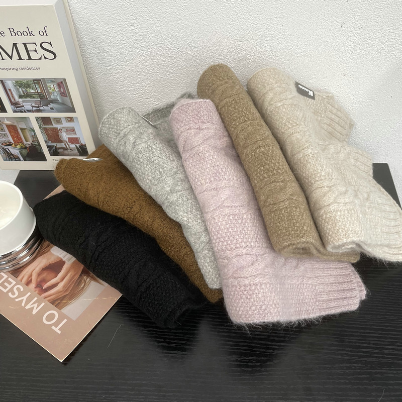 Japanese knitted demi-season warm solid color universal scarf with…