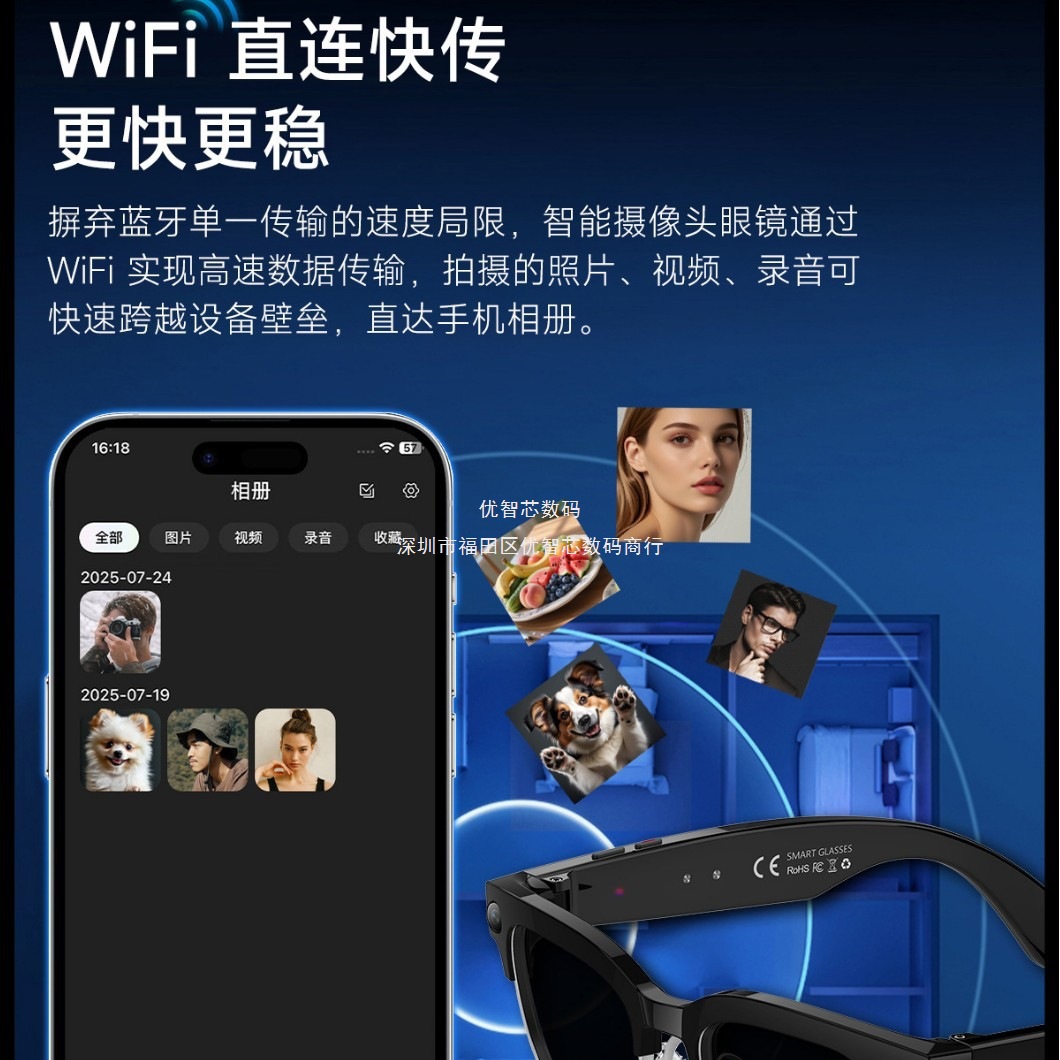 Nuevos productos transfronterizos W630 gafas inteligentes de 8 megapíxeles dual-micro reducción de ruido AI reconocimiento de objetos calidad de sonido HD cámara inteligente