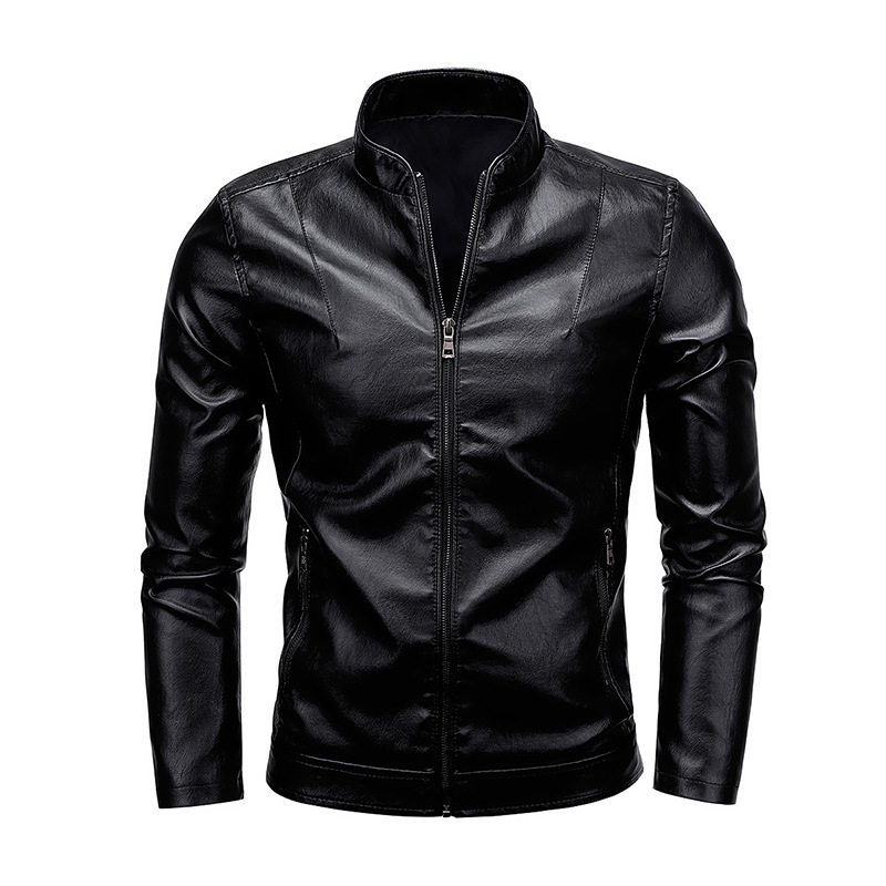 Amazon ropa de hombre 2023 otoño nuevo comercio exterior de cuello vertical chaqueta de cuero hombre chaqueta de cuero lavado con agua pu chaqueta de cuero chaqueta superior