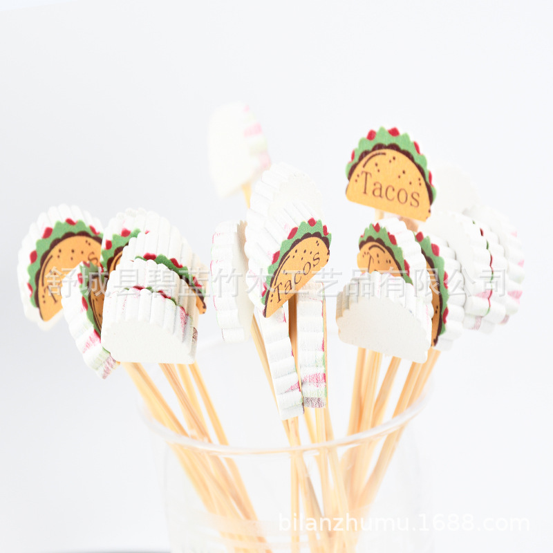 Frutas desechables horquilla horquilla creativa horquilla de fruta horquilla de hamburguesas fija horquilla sándwich horquilla creativa horquilla al por mayor fabricante