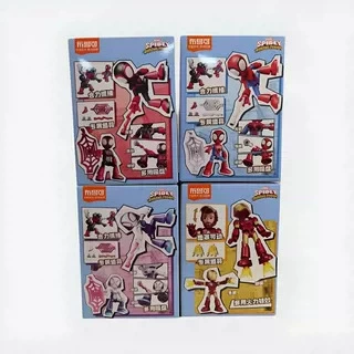 布鲁可 Герои, конструктор, деревянный человек, минифигура, игрушка, Marvel, Железный человек, Человек-паук