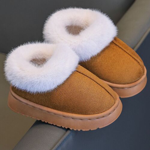 Children's snow boots, cotton shoes, cotton slippers, bags and heels, autumn and winter new style indoor and outdoor fluffy shoes for small, medium and small children