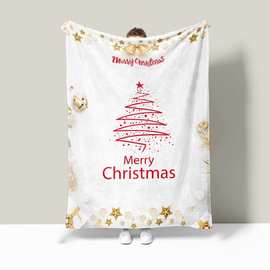 圣诞节双面法兰绒毛毯定制数码印花珊瑚绒午睡毯子跨境批发厂家M2