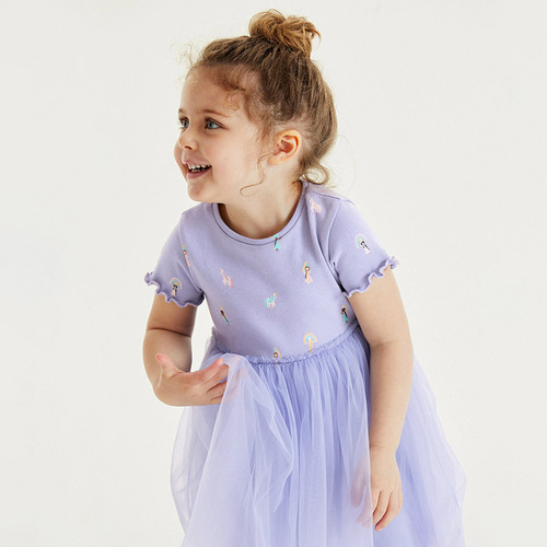 Little maven cross-border children's clothing European and American style cartoon girls' dress summer short-sleeved children's princess dress