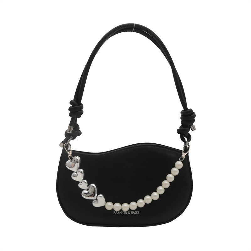 Tendencia de este año 2024 nueva tendencia de perla de viaje de hombro simple moda europea y americana bolso de mano para mujeres