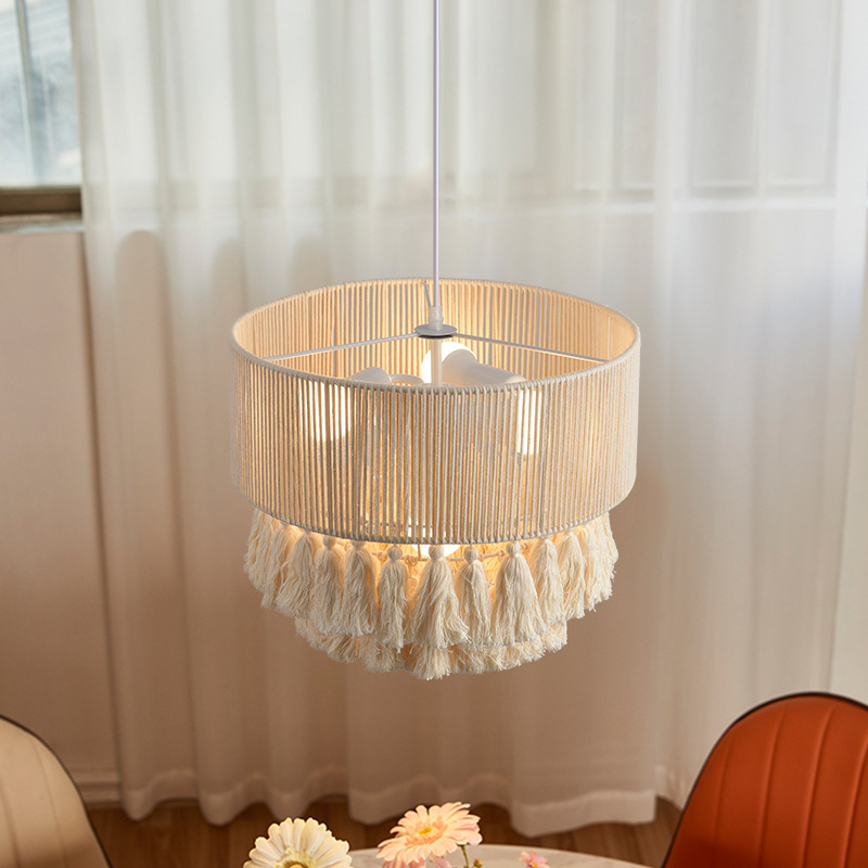 Lámparas de restaurante bohemias retro cuerdas de cáñamo creativas lámparas de dormitorio viviendas residenciales sala de estar silenciosa luces de lámparas de luces