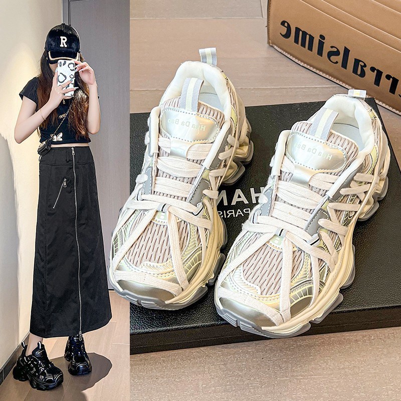 炸街一脚蹬厚底老爹鞋女2025夏季新款蜘蛛绑带增高运动休闲鞋潮流|undefined