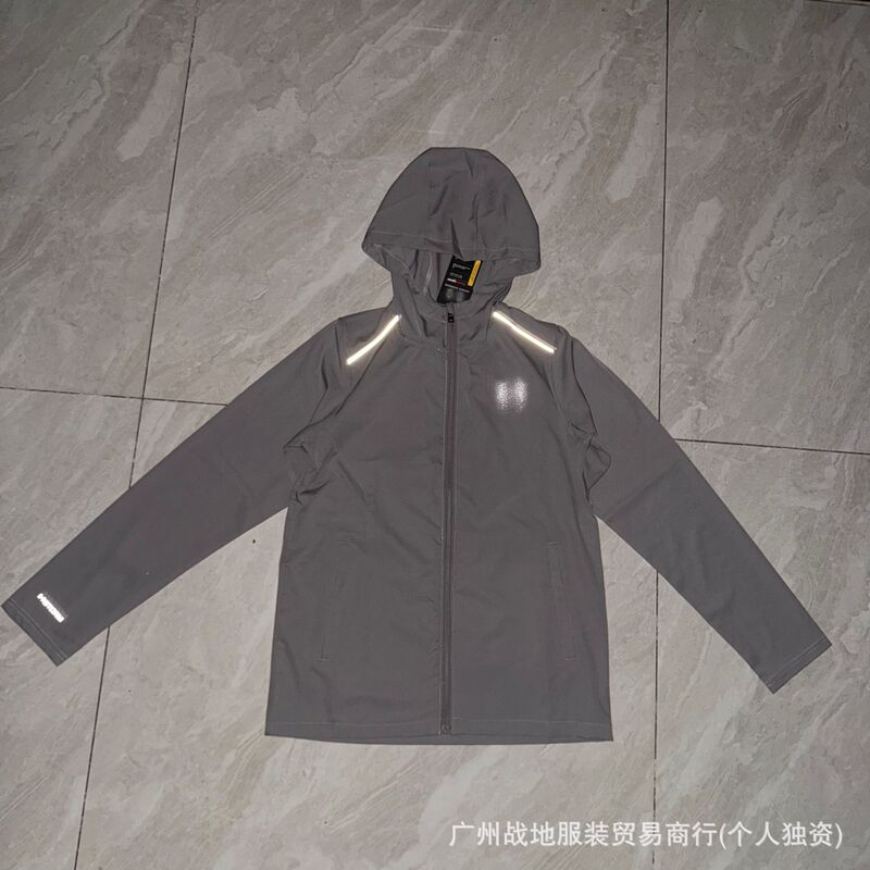 跨境冰丝运动外套男士春秋季防晒薄款防风连帽速干透气拉链外套潮|undefined