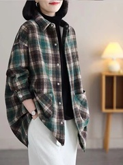 大码胖mm中长款格子衬衫女士妈妈休闲衬衣春秋女外套2025新款上衣