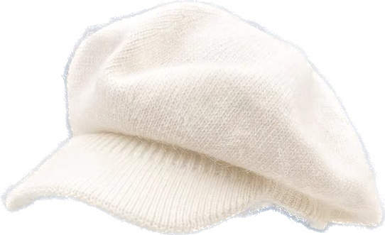 Women's Rabbit Fur Beret Octagonal Artist Hat White Warm Knitted_voghion.com
