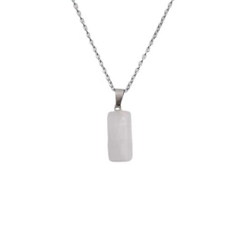 irregular rough stone pendant necklace cylindrical pillar diy necklace