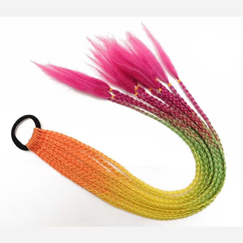 Trenza de tres hilos colorida Trenza sucia Africana Peluca de cola de caballo Color degradado Trenza pequeña Extensión de cabello de fibra química Trenza de 24 pulgadas en stock