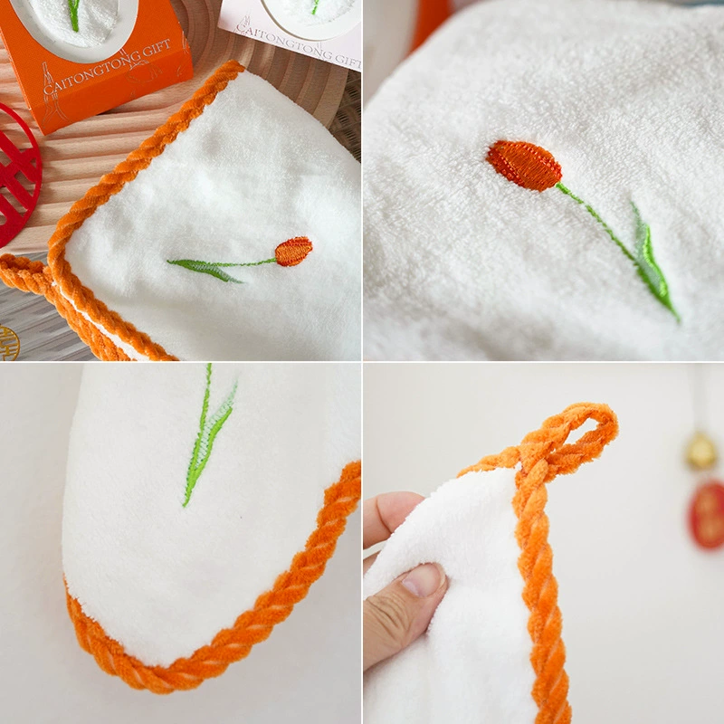 Коралловая бархатная подарочная коробка, оригинальное полотенце, домашний декор, с вышивкой, оригинальный подарок
