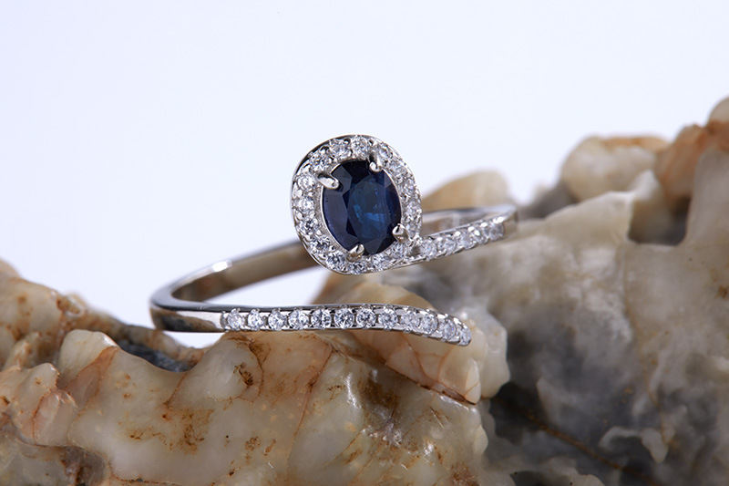 Open Rings, Rings Classification 1 Piece 925 Sterling Silver Sapphire Geometric Gem September Birthstone Sapphire Zircon Open Rings Rings