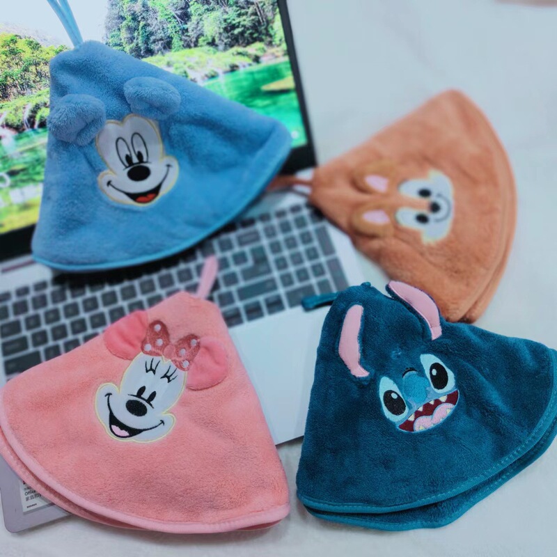 Coral Velvet Cute Cartoon Hand Towel, Round Towel, Skin-Friendly, Soft, Embroidered, Quick-Drying, Water-Absorbent Small Towel for Kitchen and Bathroom