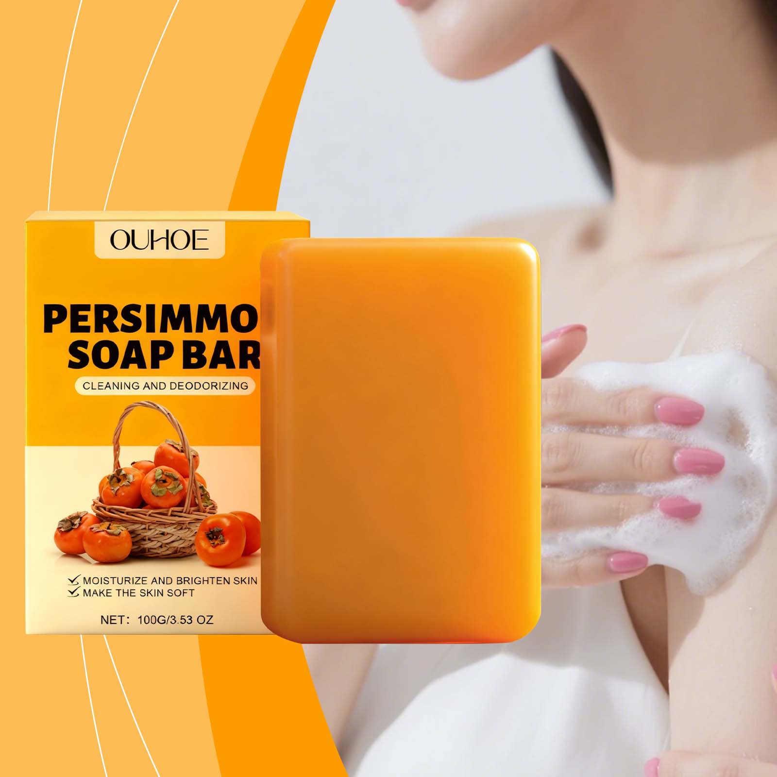 Ouhoe Persimmon Fresh Bath Soap Gentle Care, Comfortable Skin, Clean, Fresh, Moisturizing and Softening Bath Soap
