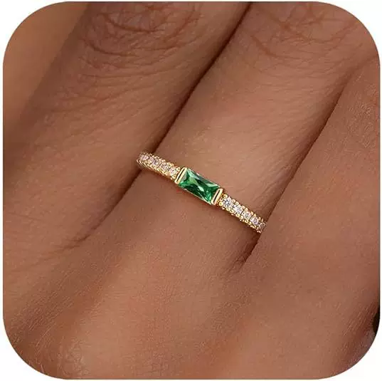 Cross-border brass plating 18K real gold zircon diamond ring high-grade women's gold birthstone ring does not change color