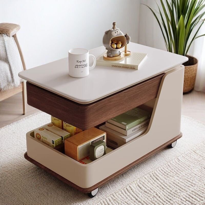 Adjustable Multifunctional Rotating Mobile Coffee Table Side Table for Small Apartments, Narrow Side Cabinet, Household Small Trolley, Ultra-Narrow Cabinet for Storage Adjustable Multifunctional Rotating Mobile Coffee Table Side Table for Small Apartments, Narrow Side Cabinet, Household Small Trolley, Ultra-Narrow Cabinet for Storage
