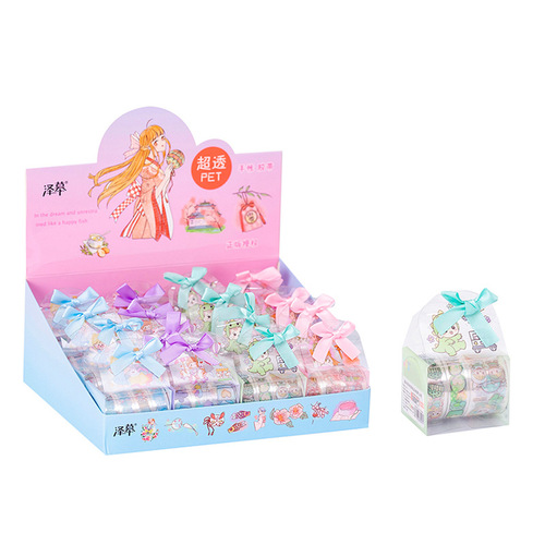 ins creative cartoon PET transparent handbook tape gift box set Children's Day gift student decoration material sticker
