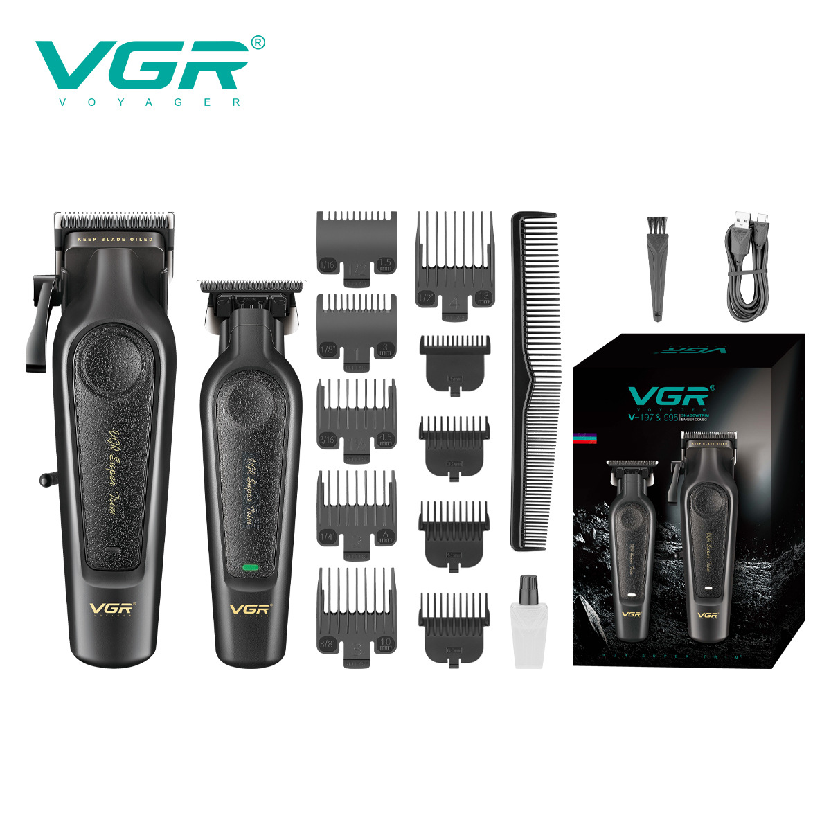 VGR197 & 995 cross-border new suit hair clipper hair salon men's charging professional household child-mother machine carving scissors