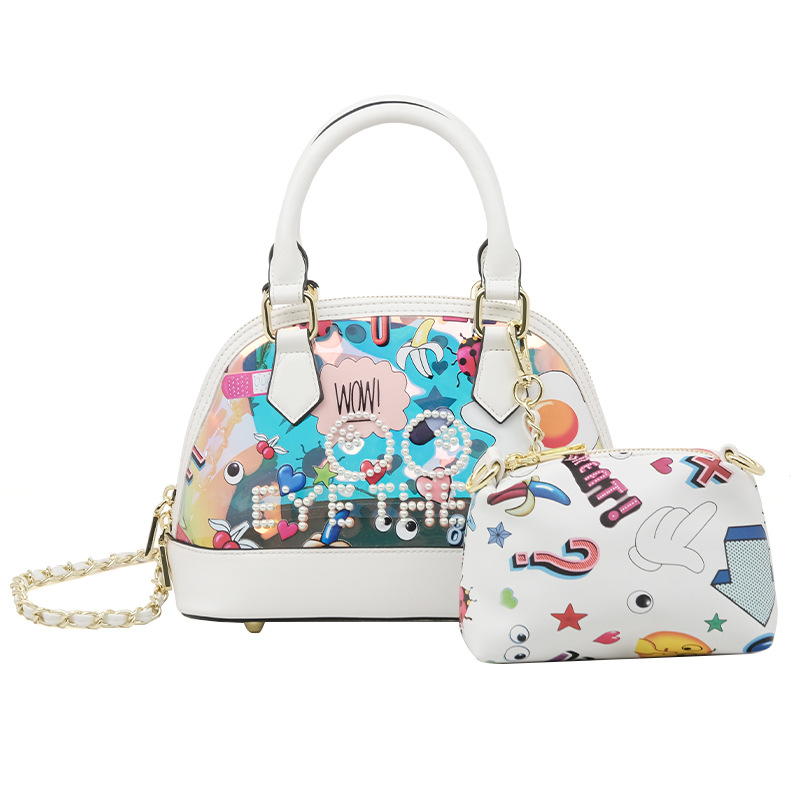 Damas de moda 2025 bolsas transparentes de color TPU de gelatina impresa de diseño de bolsas portátiles de conchas de mano 2779 #