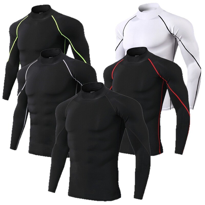 Tight-Fitting Long-Sleeved Men's High-Neck Sports Base Layer Shirt, Breathable Quick-Drying Shirt, Sports Training Running Fitness Top