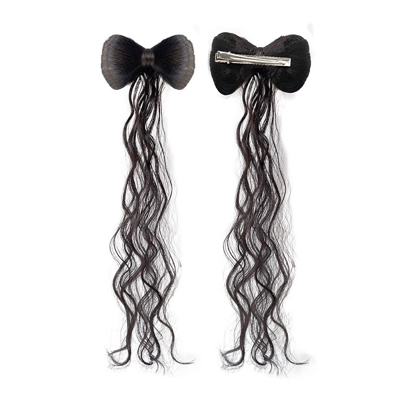 Peluca clip medio lazo arco Cola de Caballo peluca pelo artificial Cola de Caballo falsa dulce fresco chica caliente peluca trenza alta cola de caballo