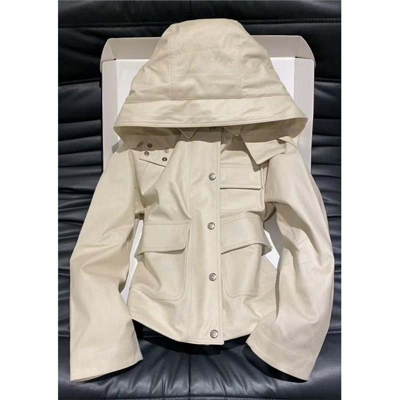 YT414064 Весенняя женская модель 2025 новая популярная в этом году корейская дикотелая белая куртка