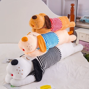 Cartoon Big-Headed Dog Plush Toy Striped Large Lying Dog Doll Children's Dog Pillow Girl Gift Doll Dog