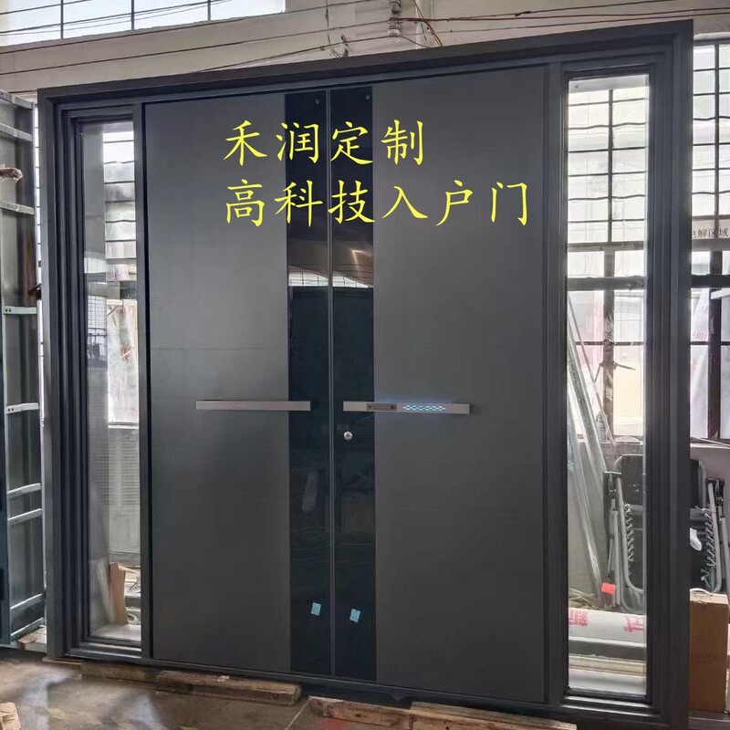 Factory Direct supply high-tech glass cast aluminum entrance door villa door household commercial entrance door password door commercial
