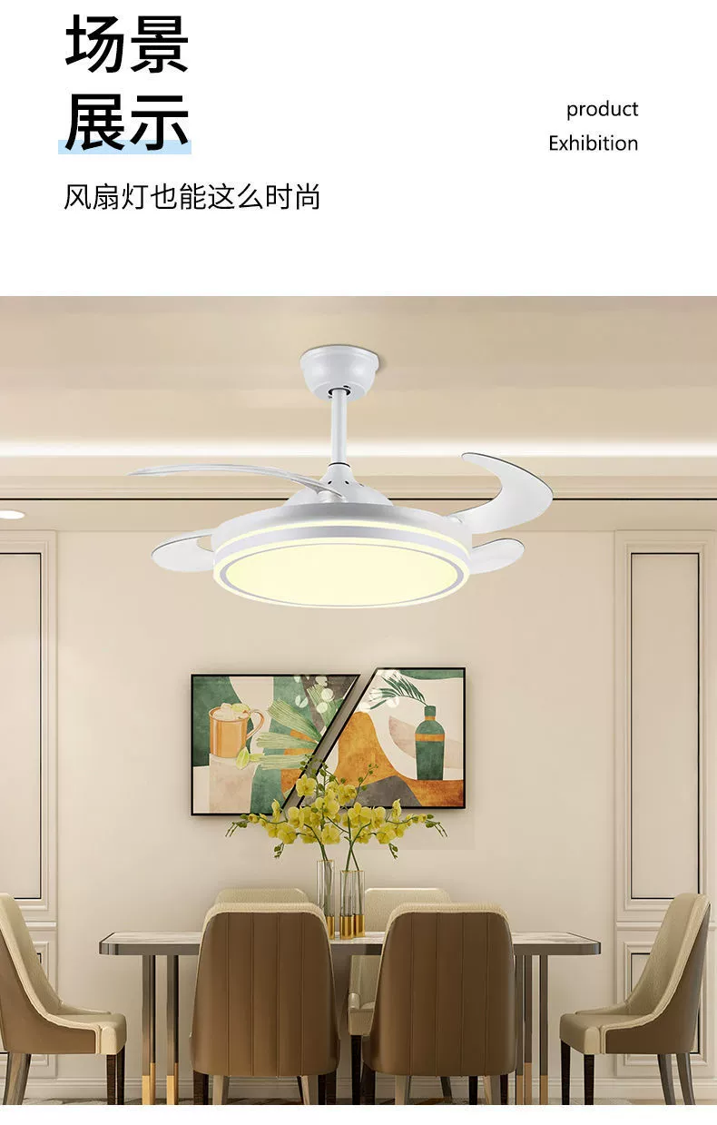 Invisible ultra thin air fan, LED ceiling lamp for living room for hood, remote control