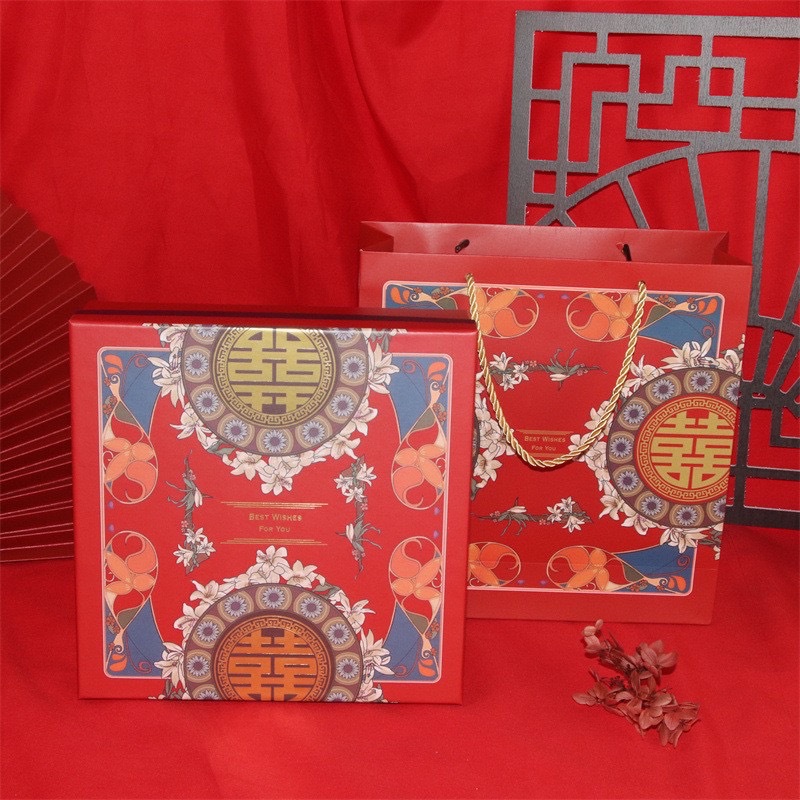 国潮伴手礼盒结婚宾客回礼喜糖盒天地盖中式伴手礼盒糖果包装盒