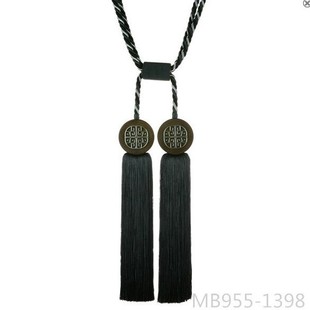 Creative Art Chinese Style Retro Hanging Ball Blue and White Tassel Tied Rope Wooden Sign Double Ball Curtain Tie