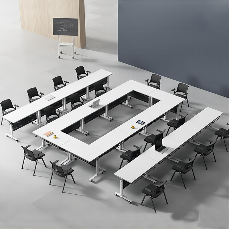Training folding table splicing mobile long conference table and chair combination office staff double folding desk