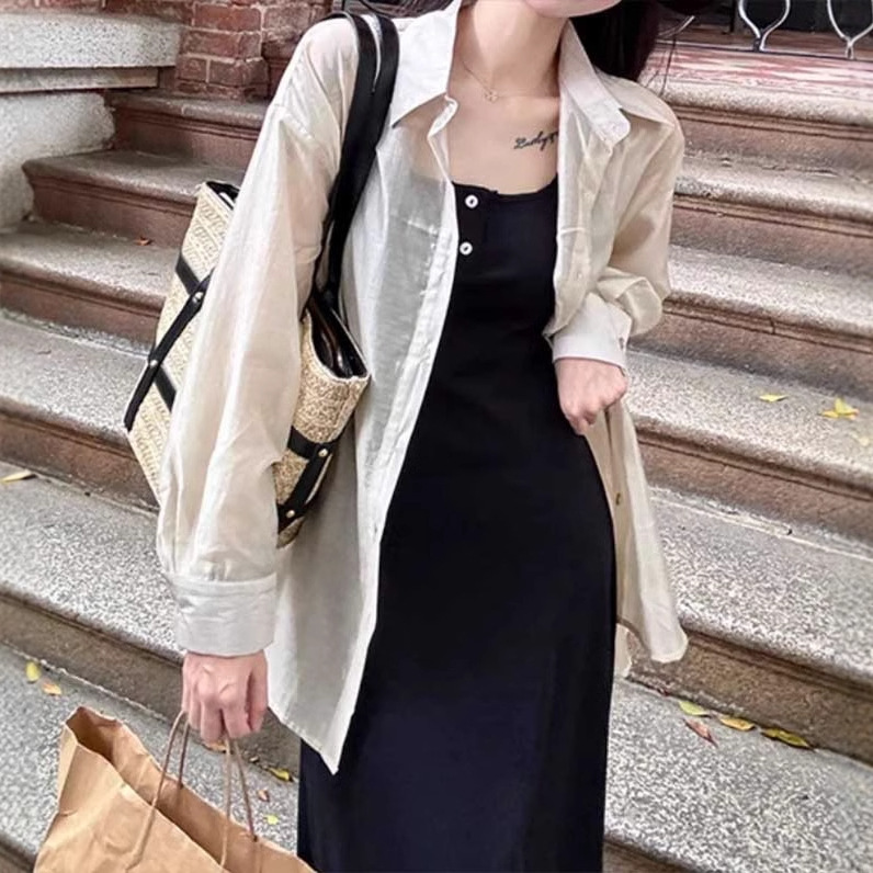 高級感天糸日焼け止めシャツ女性夏の薄手ファッション洋風氷糸シャツゆるい外着薄手カーディガン|undefined