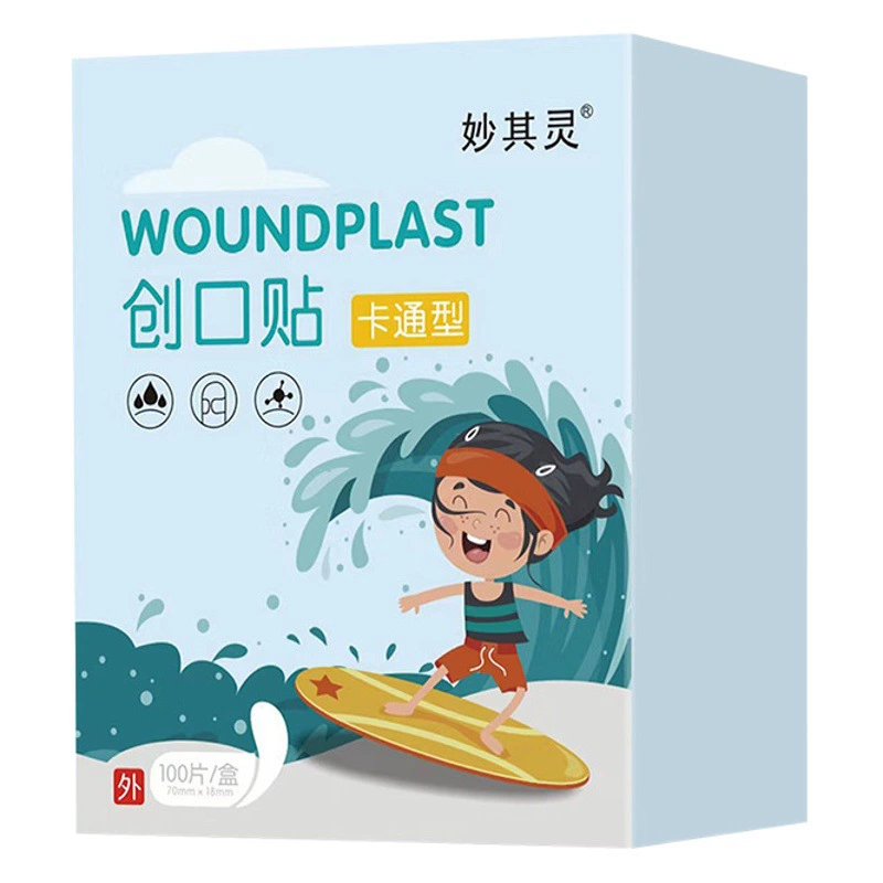 Медицинский мультяшный пластырь, непромокаемый, дышащий, милый детский бытовой пластырь для девочек, 100 шт., Противоизносные ножки