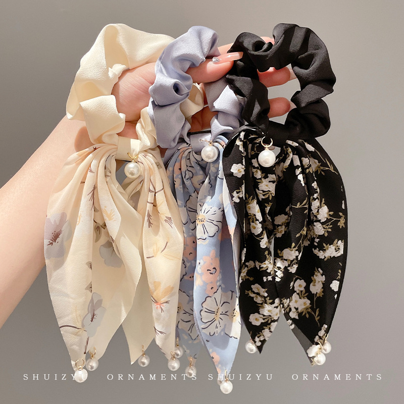 Corea del Sur nueva perla diadema pelo banda floral arco accesorios de pelo cinta pelo cuerda estilo coreano ponytail tocado al por mayor