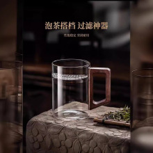 木把手高硼硅泡茶杯办公室男女式绿茶玻璃杯带过滤内胆玻璃绿茶杯