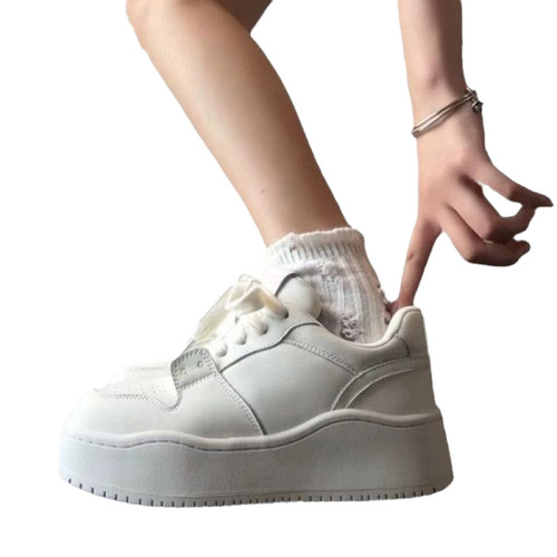 Daopama Thick Sole Height Increasing Versatile Breadboard Shoes for Women, Ins Trendy Summer Yellow Korean Style Casual Shoes