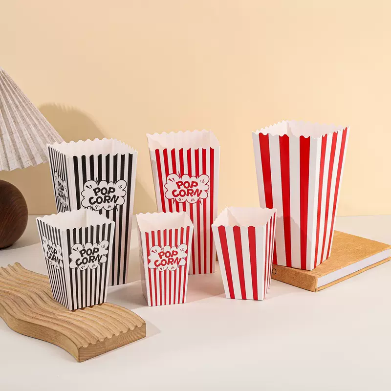 跨境新款爆米花盒糖果盒鸡米花折叠盒影院一次性爆米花包装盒